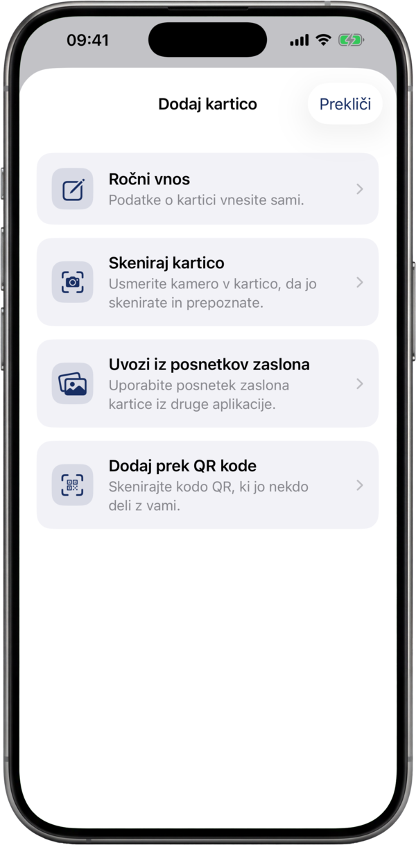 Skenirajte katero koli kartico