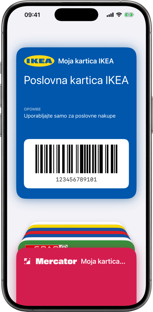 Kartica zvestobe, dodana v Apple Wallet kot vstopnica s črtno kodo